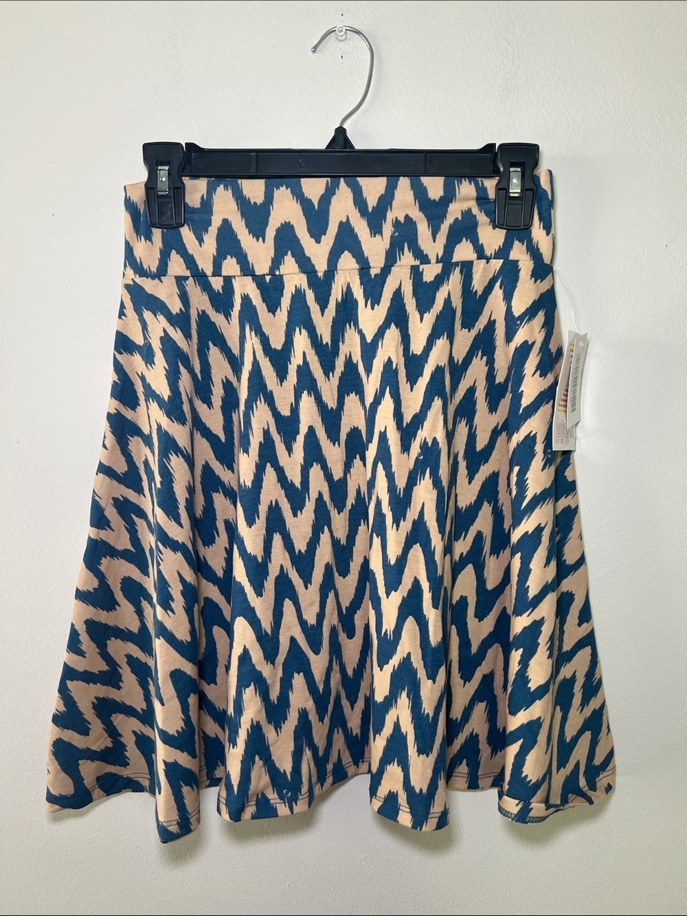 LuLaRoe Kid’s Azure Navy and Beige Zigzag Circle Skirt